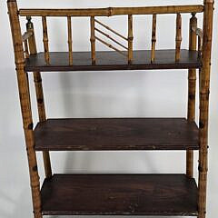 Antique English Bamboo Three Tier Etagere Bookshelf, 19th century