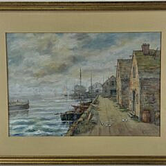 Lillian Gertrude Smith Watercolor on Paper, “Commercial Wharf”, Nantucket