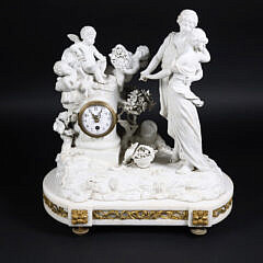 42744 French Bisque Marble Clock A 9813_3 JPG