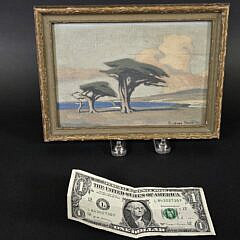 Douglass Thomas Fraser Oil on Artist Board, “Ancient Monterey Cypress Trees”, circa 1930