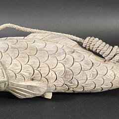 Vintage Carved Teak Figural Koi Fish Hanging Trade Sign, 20th century