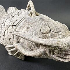 Vintage Carved Teak Figural Koi Fish Hanging Trade Sign, 20th century