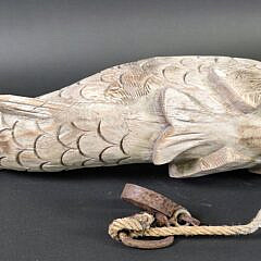 Vintage Carved Teak Figural Koi Fish Hanging Trade Sign, 20th century