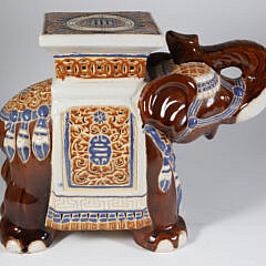 Ceramic Trumpeting Elephant Garden Stool End Table