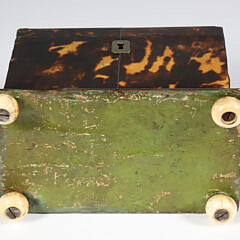 British Regency Diminutive Antique Tortoiseshell Double Compartment Tea Caddy, early 19th Century