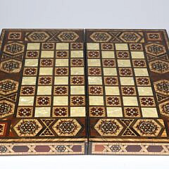 Moroccan Mother Of Pearl And Multi-Wood Inlaid Game Box