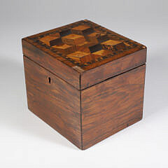 British Regency Exotic Wood Parquetry Tea Caddy, circa 1820