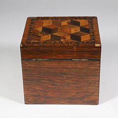 British Regency Exotic Wood Parquetry Tea Caddy, circa 1820