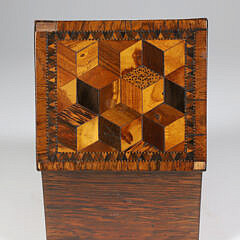 British Regency Exotic Wood Parquetry Tea Caddy, circa 1820