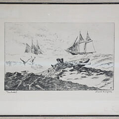 Lionel Barrymore Nantucket Black And While Etching Titled "Nantucket"