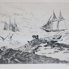 Lionel Barrymore Nantucket Black And While Etching Titled “Nantucket”