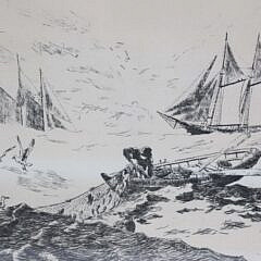 Lionel Barrymore Nantucket Black And While Etching Titled “Nantucket”