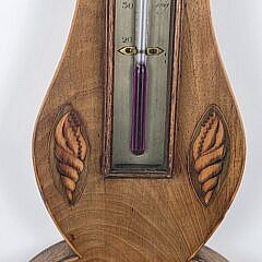 Antique English Regency Inlaid Banjo Barometer, 19th century