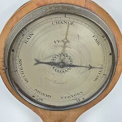 Antique English Regency Inlaid Banjo Barometer, 19th century