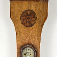 Antique English Regency Inlaid Banjo Barometer, 19th century