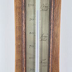 Antique English Regency Inlaid Banjo Barometer, 19th century