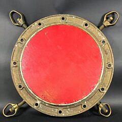 Antique Large Brass Ships Port Hole Window Mirror, circa 1920s