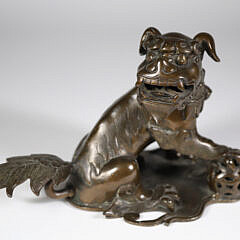 Antique Chinese Bronze Foo Dog Sensor, 18th / 19th Century