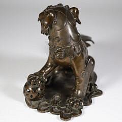 Antique Chinese Bronze Foo Dog Sensor, 18th / 19th Century