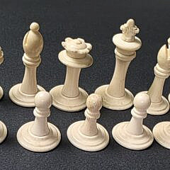 Antique Carved Bone Chess Set, 19th century
