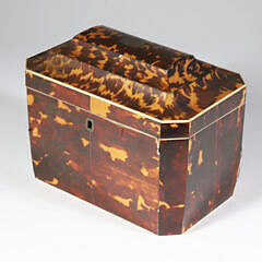 British Regency Antique Tortoiseshell Double Compartment Tea Caddy, early 19th Century