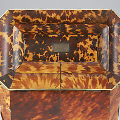British Regency Antique Tortoiseshell Double Compartment Tea Caddy, early 19th Century