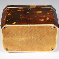 British Regency Antique Tortoiseshell Double Compartment Tea Caddy, early 19th Century