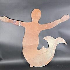 Vintage Folk Art Figural Copper Mermaid Cutout, 20th century