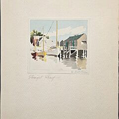 Doris and Richard Beer Watercolor on Paper, “Straight Wharf”, Nantucket