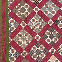 Antique Calico 9-Patch in a Square Patchwork Quilt, 19th Century