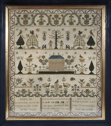 Fine English Sampler Mary Maxwell February the 24 1830