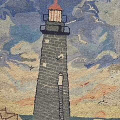 Extraordinary Pictorial Hand Hooked Rug, “Minot Light Cohasset”, circa 1936