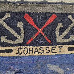 Extraordinary Pictorial Hand Hooked Rug, “Minot Light Cohasset”, circa 1936