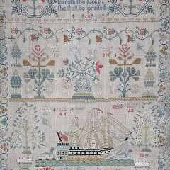 Fine English Sampler Wrought by Janet Blair  – Mrs. Smith, early 19th Century