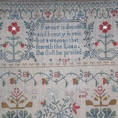 Fine English Sampler Wrought by Janet Blair  – Mrs. Smith, early 19th Century