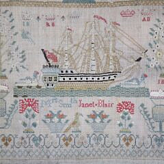 Fine English Sampler Wrought by Janet Blair  – Mrs. Smith, early 19th Century