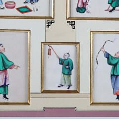 Chinese Export Watercolor Figural Studies on Pith Paper, early 19th Century