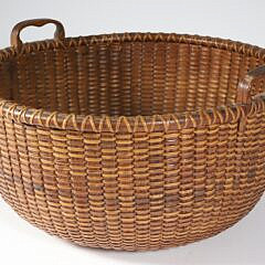 Capt. Thomas James Large Double Handle Nantucket Harvest Basket, 19th Century