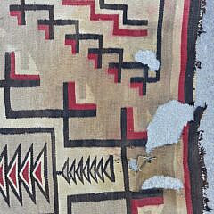 Vintage Navajo Cutter Rug in as Found Condition
