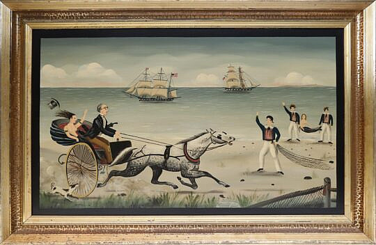 Ralph Cahool Jr. Oil On Panel "Racing Home"