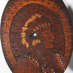 Pair Of Fleming Art Company Jeweled Plaques Depicting Native American Indians