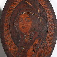 Pair Of Fleming Art Company Jeweled Plaques Depicting Native American Indians