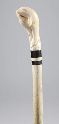 Whaler Made 3-Dolphins Grip Walking Stick, 19th Century