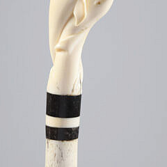Whaler Made 3-Dolphins Grip Walking Stick, 19th Century