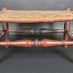 Antique American Rush Seat Mahogany Sheraton Stool, 19th century