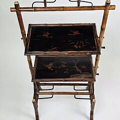 Antique English Bamboo Two-Tier Mechanical Etagere Bookshelf, 19th century