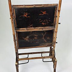 Antique English Bamboo Two-Tier Mechanical Etagere Bookshelf, 19th century