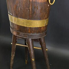 Antique English Oak Brass Bound Peat Bucket, 19th century