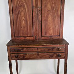 Antique American Grain Painted Country Pine Two Part Secretary Desk, circa 1800