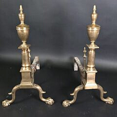 Pair of Antique Philadelphia Chippendale Bell Metal Andirons, 18th century